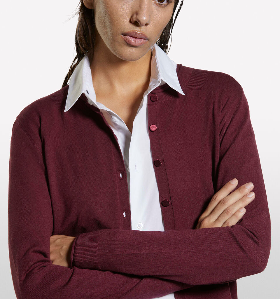 Burgundy regular fit cardigan - women's cardigans - Burgundy | Sisley image number 4